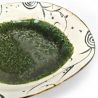 Plato de cerámica japonesa con bordes verde y blanco - MIDORI NO HAIKEI