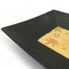 Plato japonés cuadrado de cerámica, negro con centro dorado - MOMIJI