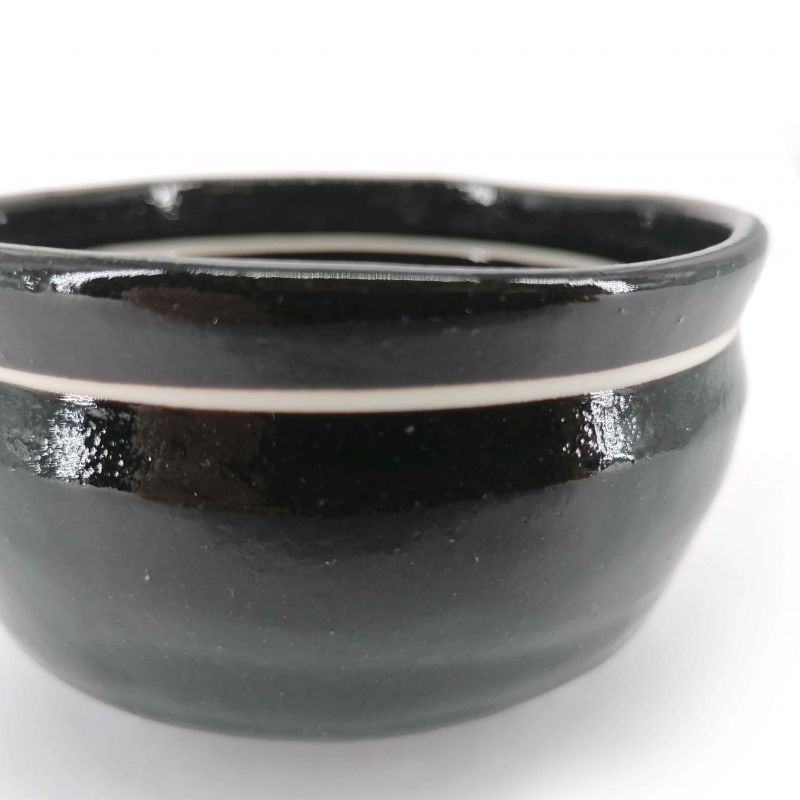 Plato pequeño de cerámica japonesa, línea blanca y negra - RAIN