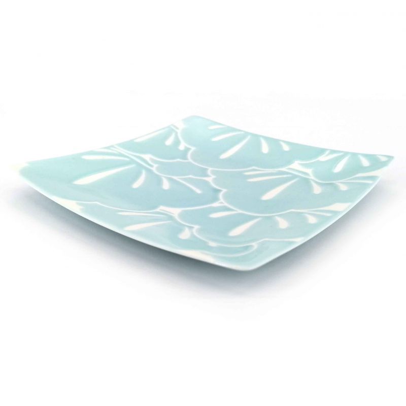 Piatto quadrato in ceramica giapponese, blu e bianco - MATSU