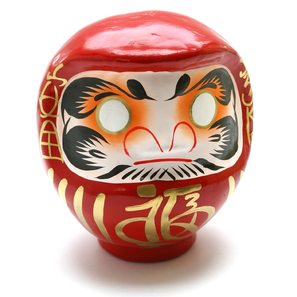 Japanese Ceramic Daruma Doll Table Ornament Red, Size: 4.5 cm