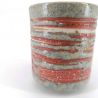 Japanese ceramic tea cup, orange stripe - SHIMA