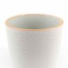 Japanese ceramic tea cup, white, swirl - SENPU