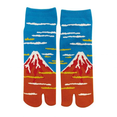 Chaussettes japonaises tabi en coton, RED FUJI