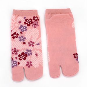 Chaussettes japonaises tabi en coton motif fleurs de cerisier