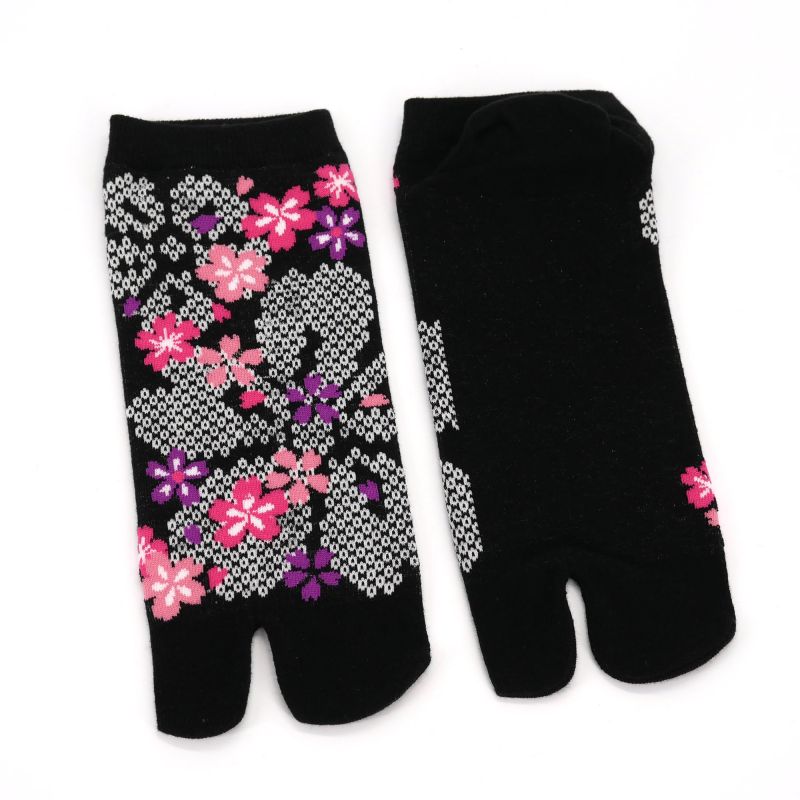 Chaussettes japonaises tabi en coton motif fleurs de cerisier, SAKURA, couleur au choix, 22 - 25cm