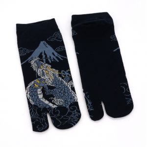 Japanese tabi socks in cotton with Japanese dragon pattern, DORAGON, color of your choice, 25 - 28cm