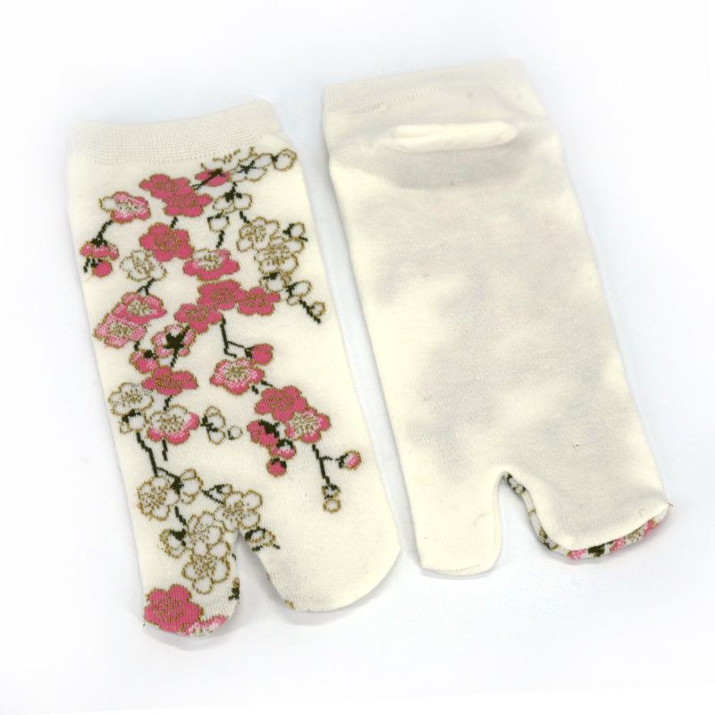 Chaussettes japonaises tabi en coton motif fleurs de cerisier