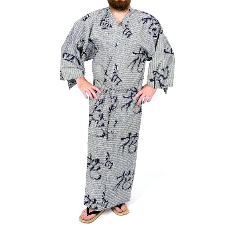 Yukata japonais bleu en coton pour homme setsugetsuka