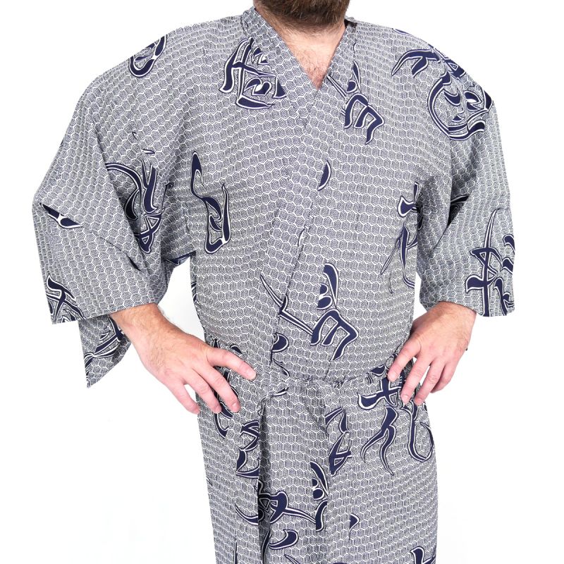 Kimono Yukata del hombre azul japonés, SETSUGETSUKA, azul