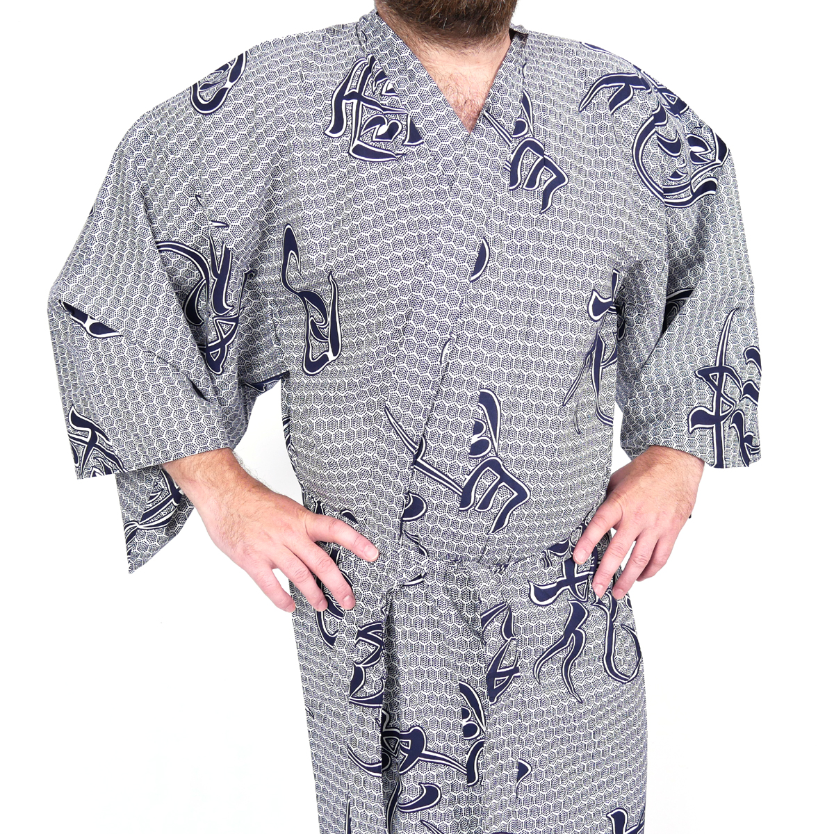 Kimono Yukata da uomo giapponese blu , SETSUGETSUKA, blu