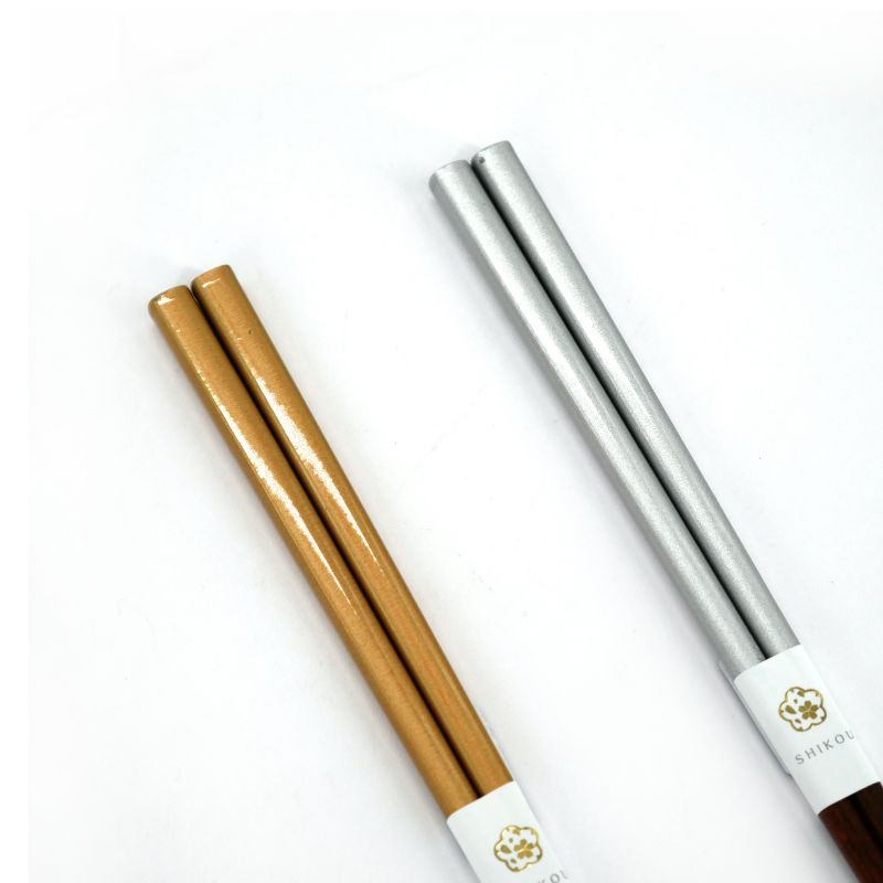 Pair of Japanese chopsticks in natural wood - WAKASA NURI KIN TO GIN