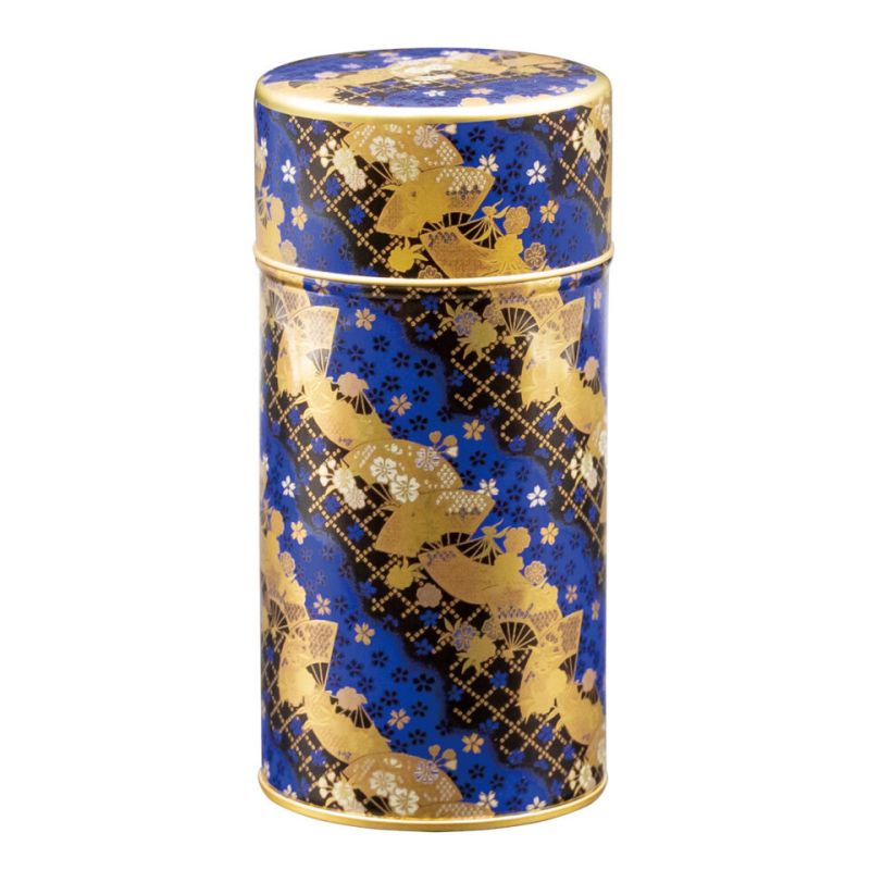 Caja de té japonesa de metal azul, GORUDEN, 200 g