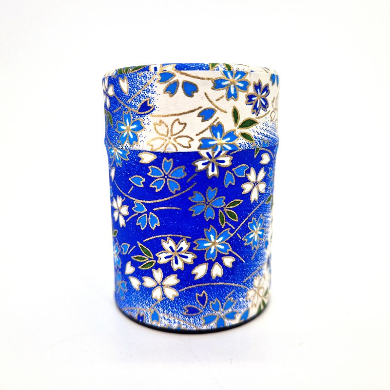 Contenitore da tè giapponese blu o rosa in carta washi, YUZEN HANA, 40 g o 100 g