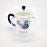Théière japonaise en céramique et verre blanche et bleue fleur, HANA, 500cc