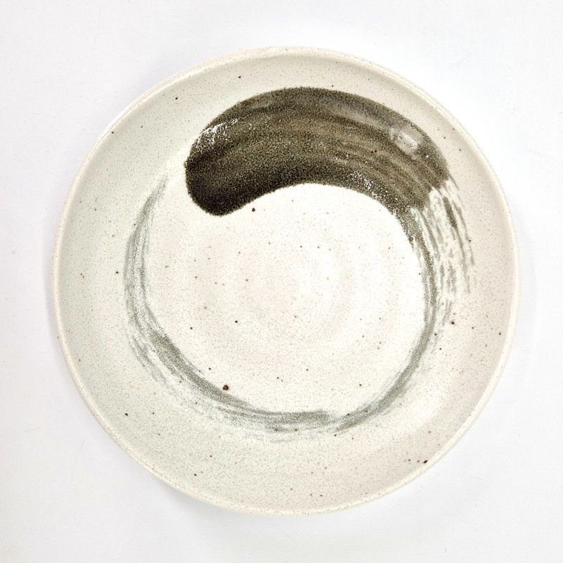 Piccolo piatto in ceramica giapponese, pennellata verde - MIDORI NO BURASHI