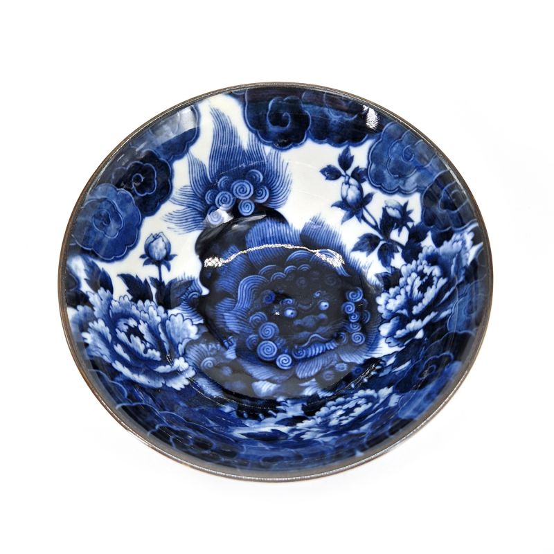 Set di 2 ciotole blu giapponesi in ceramica blu e bianca con motivo peonie - BOTAN