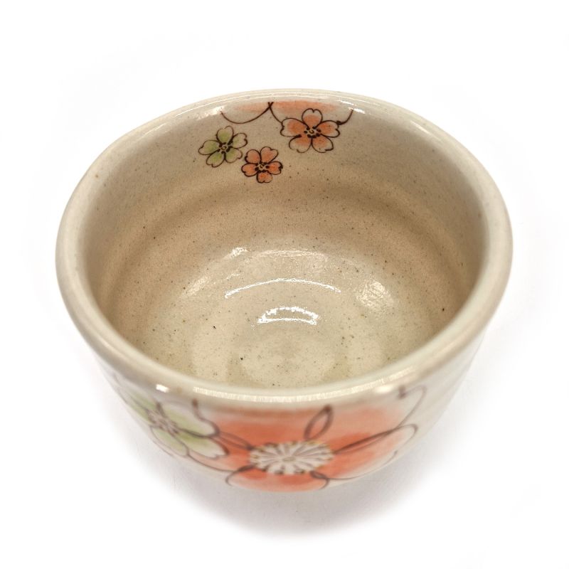 Cuenco japonés para la ceremonia japonesa del té, Sakura a orenji hata