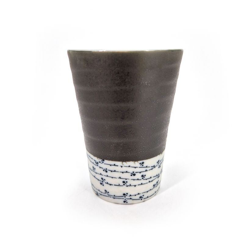 Tasse japonaise en céramique, ligne horizontale noir, OBIKOKASAN 