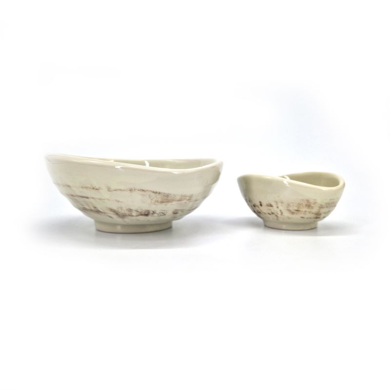 Japanisches Keramik-Untertassen-Set, Wirbelbeige, BEJU NO UZUMAKI