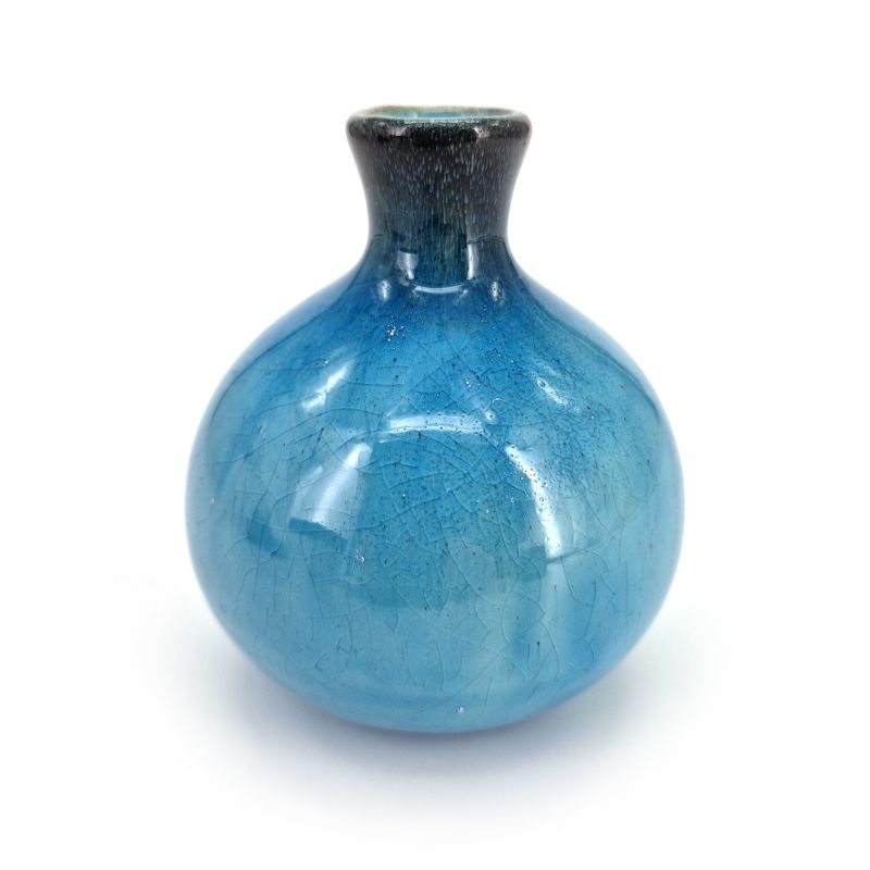 Japanese soliflore vase in ceramic, black and blue - KURO TO AO-1
