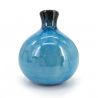 Japanese soliflore vase in ceramic, black and blue - KURO TO AO-1