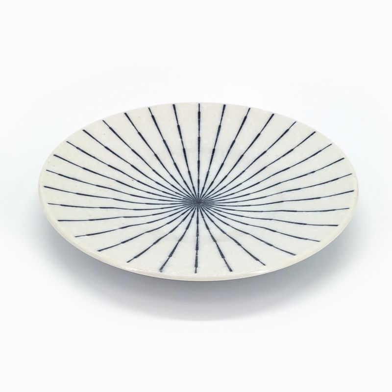 Assiette ronde en céramique, blanc et noir- TOKUSAWA 
