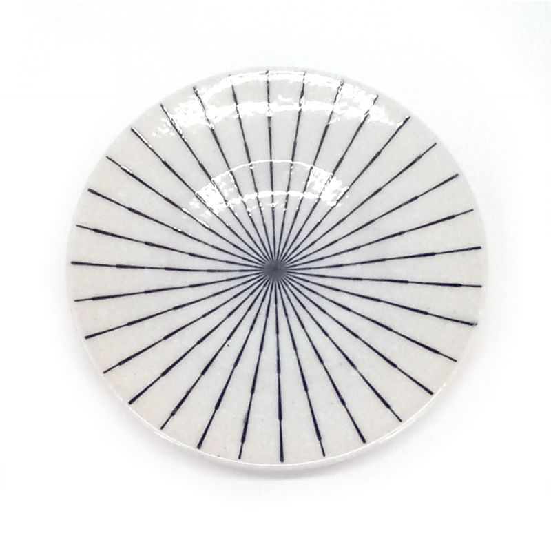 Assiette ronde en céramique, blanc et noir- TOKUSAWA 