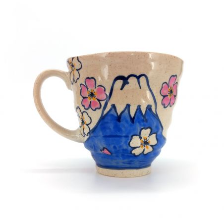 Un magnifique Mug japonais à thé à motifs Marguerite capacité 40cl
