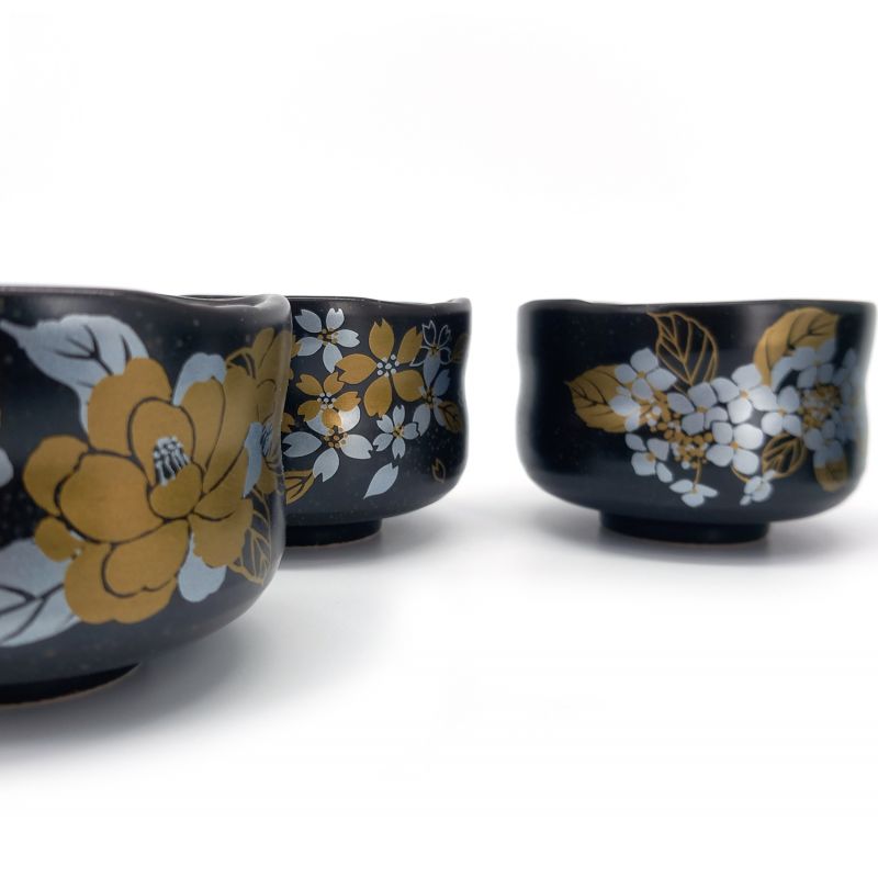 Set de 5 bols Hannari à thé japonais en céramique - Les quatres saisons du Japon- NIHON NO SHIKI