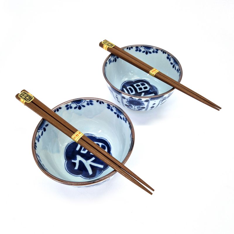 Juego de 2 cuencos de cerámica japonesa azul - KISSHO AIZOME KOBO