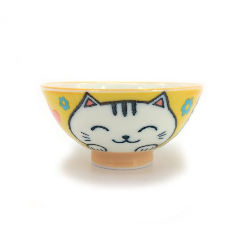 Japanese yellow ceramic rice bowl, Kiiro MANEKINEKO