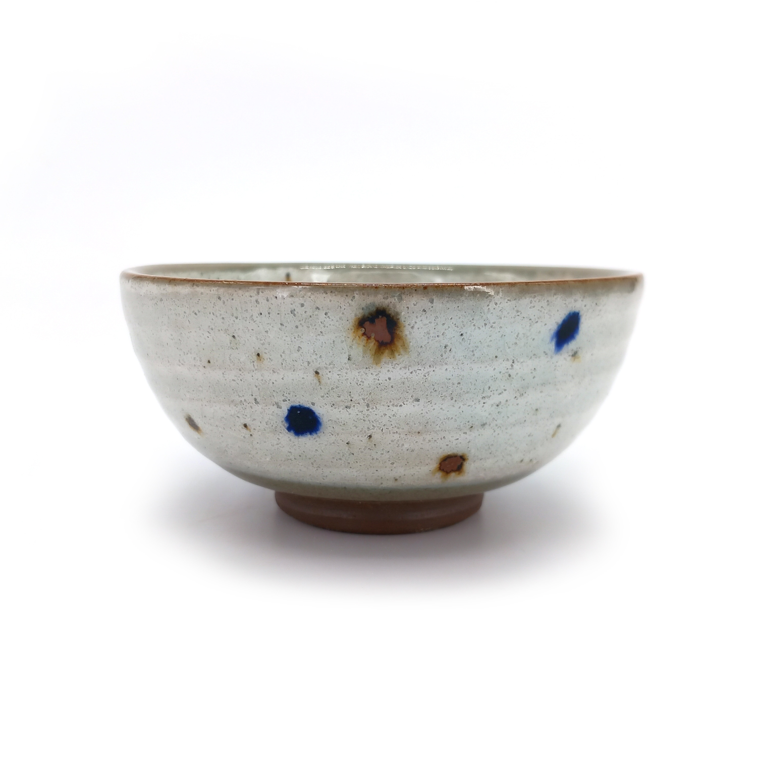 Ciotola di riso in ceramica giapponese, punti marroni e blu, POINTO