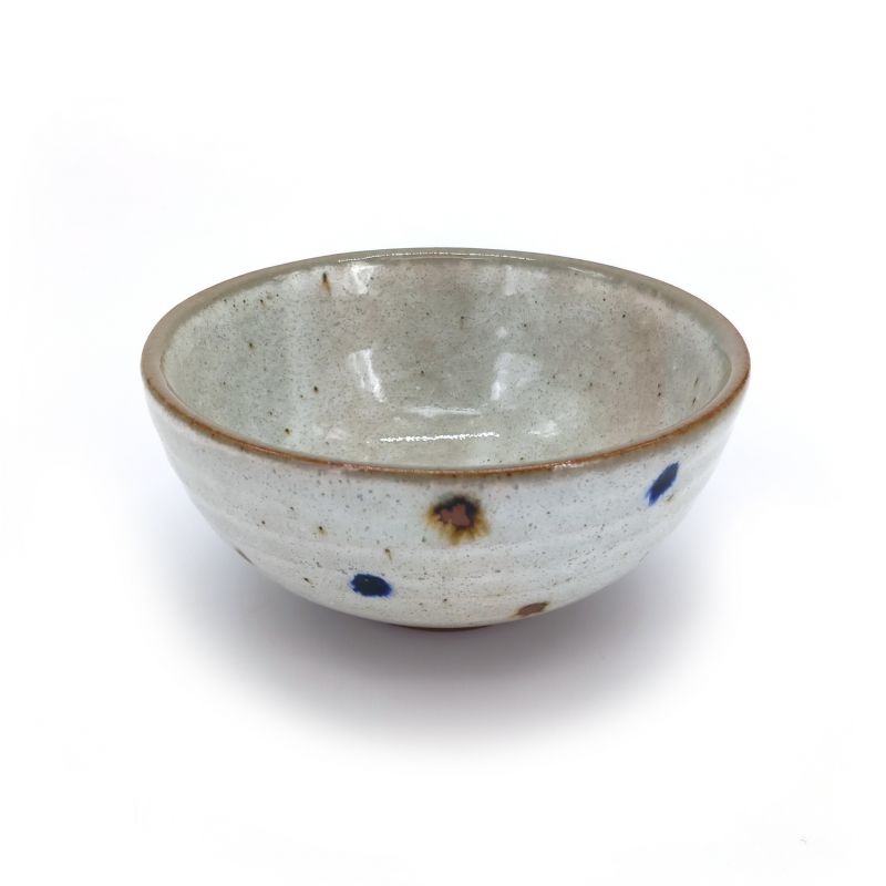Bol à riz japonais en céramique, points marron et bleu, POINTO