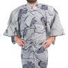 Yukata japonesa de algodón azul y blanco para hombre - NAMI