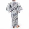 Japanese blue and white cotton yukata for men - NAMI