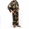 Schwarzer japanischer Yukata mit goldenem Drachen aus Baumwolle für Herren – DORAGON