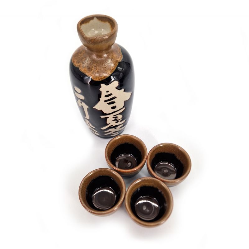 Set da sake tradizionale giapponese, 4 tazze e 1 bottiglia, SAKE TOKKURI
