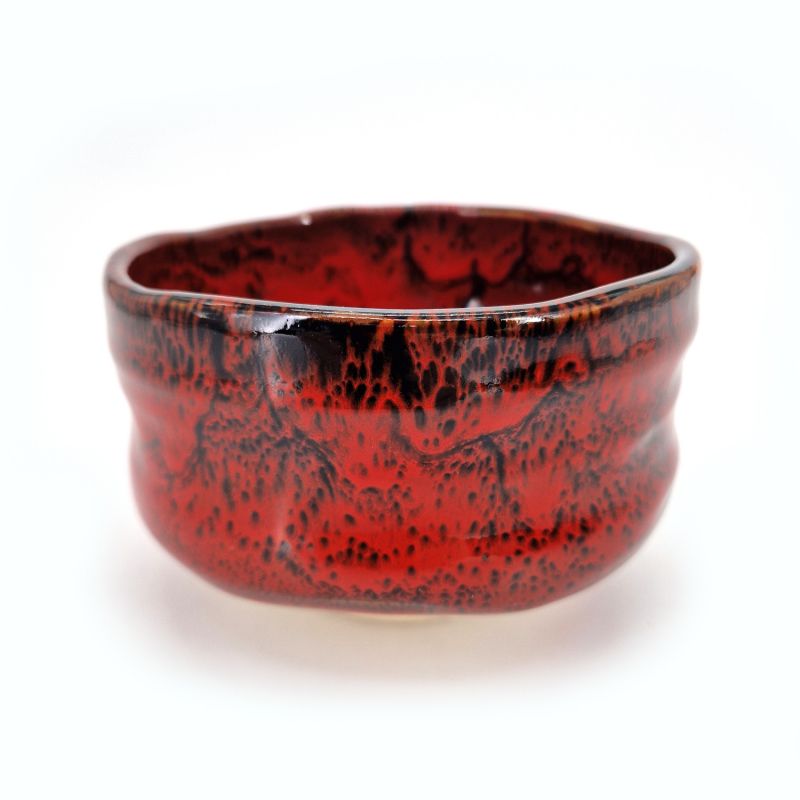 Keramikschale für Teezeremonie, rot und schwarz, silberne Reflexion - RANDAMU 1