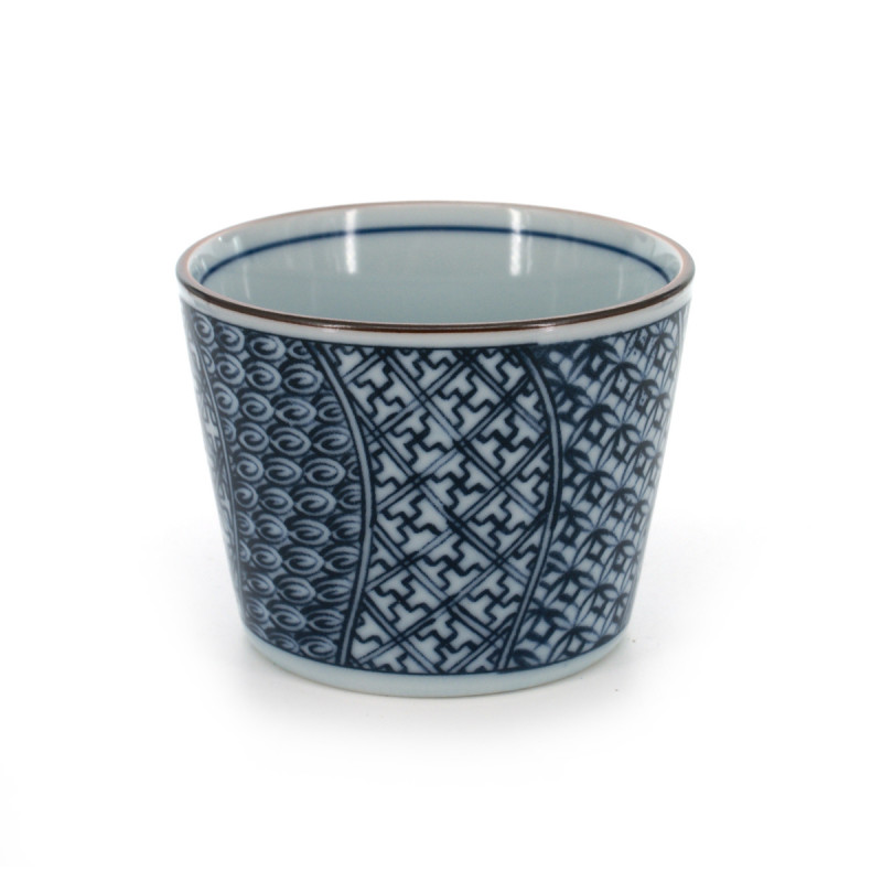 Japanese traditional colour white soba cup with blue patterns in ceramic SHONZUI