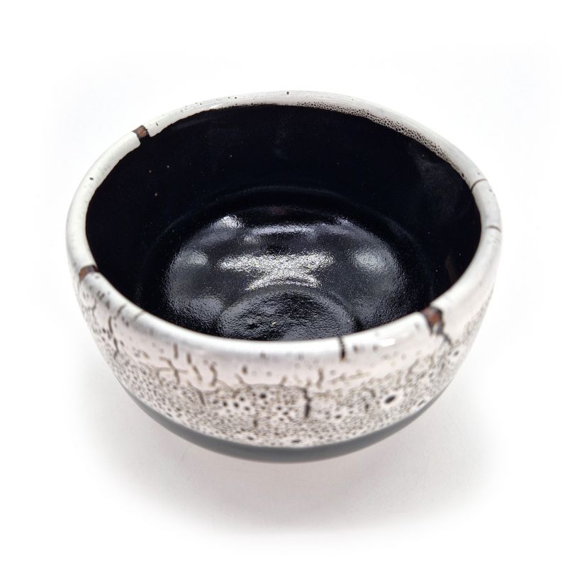 Cuenco de cerámica negro y beige para ceremonia del té - BEJU TO KURO