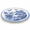 grande assiette avec image bateau bleu et grues couleur blanche en céramique TAKARA FUNE