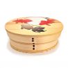 Japanese oval wooden Bento lunch box with 4 fish pattern dividers, KINSK