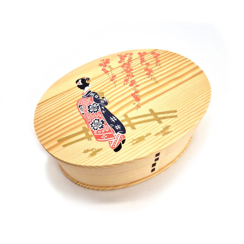 Japanese oval wooden Bento lunch box -MAIKO