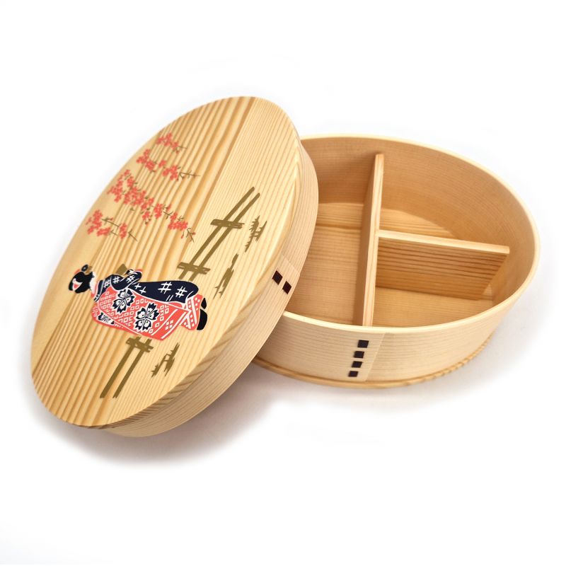 Japanese oval wooden Bento lunch box -MAIKO