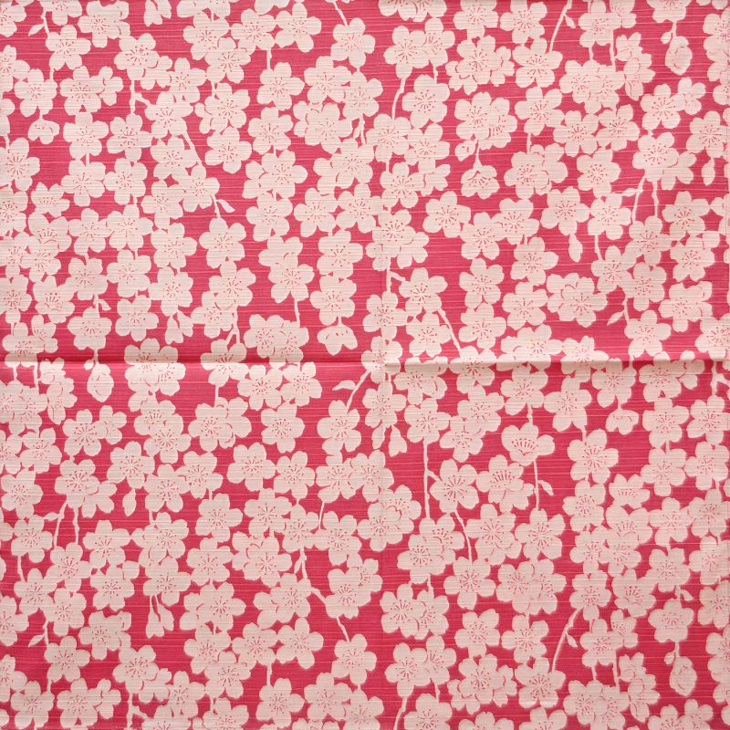 Furoshiki japonés de algodón, SHIDARE SAKURA, rosa y azul, 48 x 48 cm
