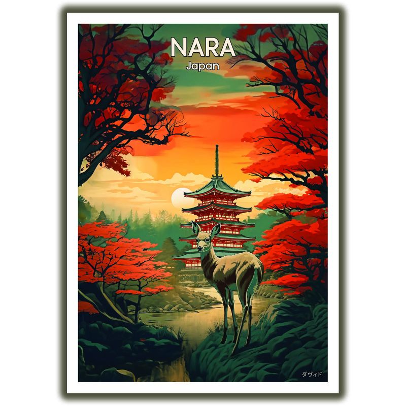 Japanisches Poster / Illustration „NARA“ ein Reh in Nara, by ダヴィッド