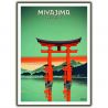 Japanese poster / illustration "MIYAJIMA" The large floating torii (大鳥居) of Itsukushima Shrine, by ダヴィッド