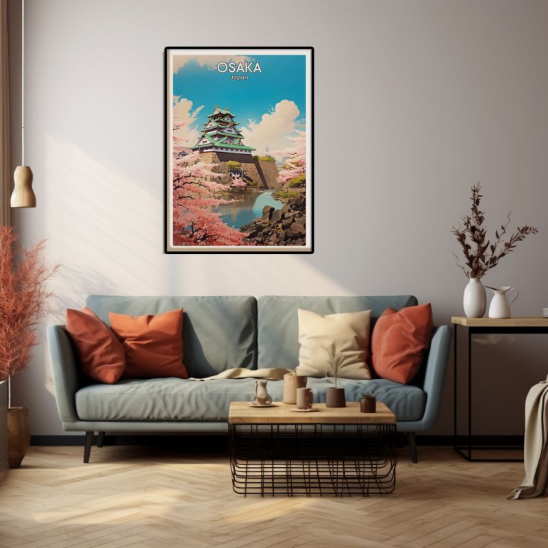 Japanisches Poster / Illustration „OSAKA“-Burg von Osaka, by ダヴィッド