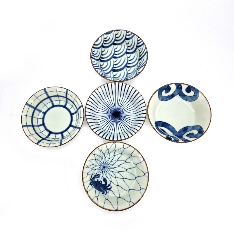 Set di 5 ciotole da tè in ceramica giapponese - SOMETSUKE